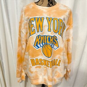 NWOT NBA New York Knicks Sweatshirt / Orange Tie Dye / Size XL